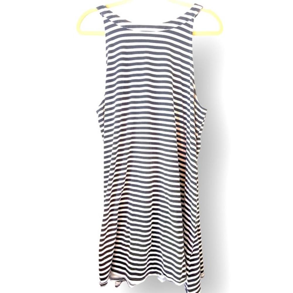 Rouge Collection black and‎ white stripe sleeveless dress